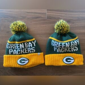 NFL Green Bay Packers 47 Green/Gold PomPom Winter Stocking Hats lot of 2